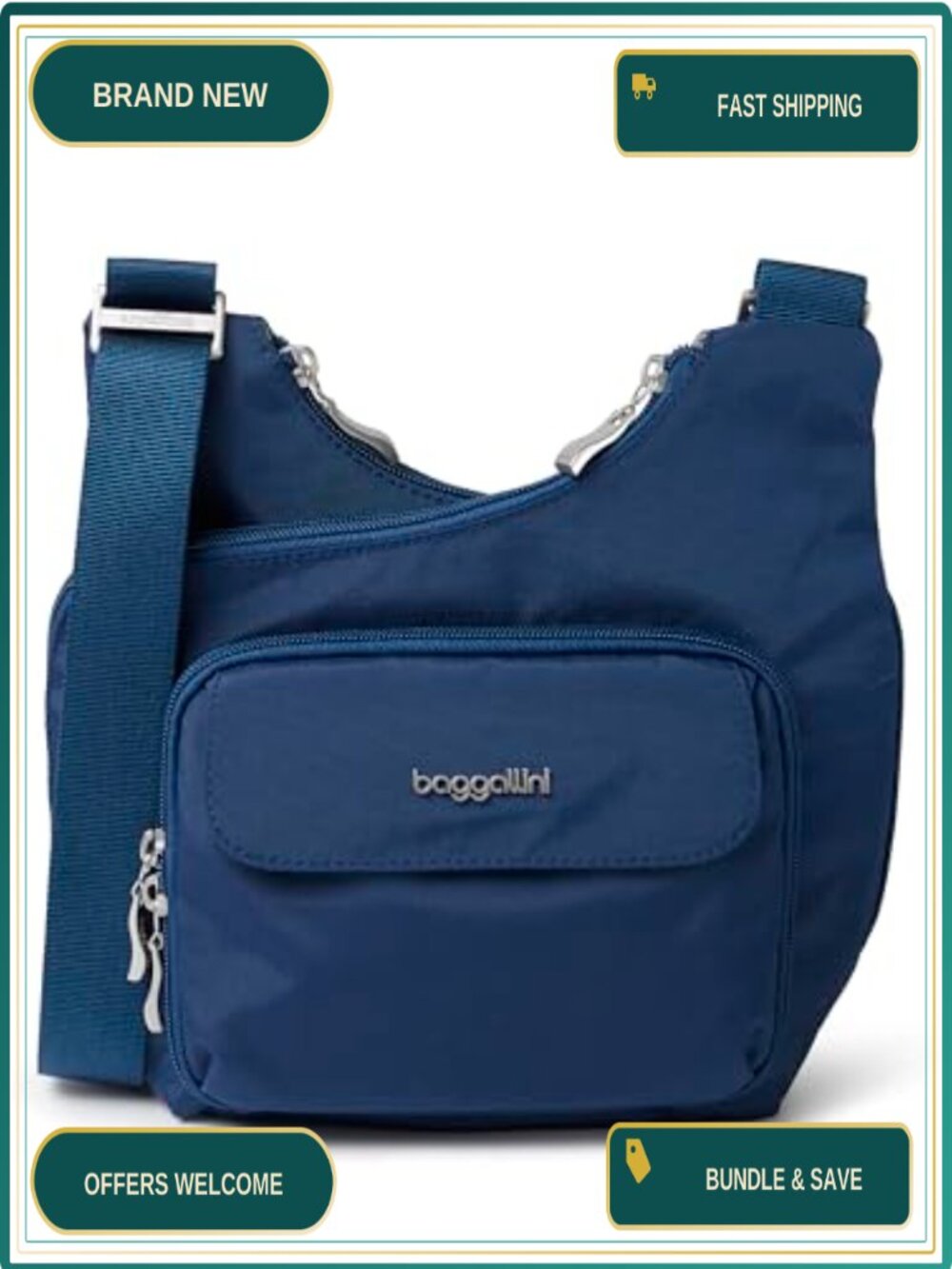 Baggallini Criss Cross Crossbody Bag Nylon Lightweight Travel Purse